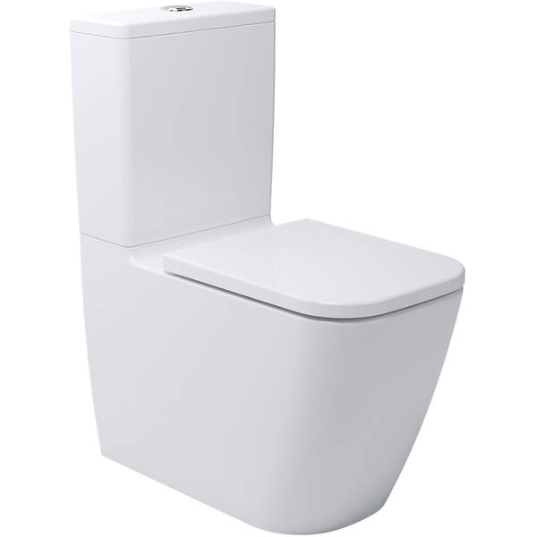 Унітаз-компакт Devit Quadra 2050140 безобідковий з кришкою soft-close, Vortex Flush, білий , фото 1