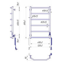 Полотенцесушитель электрический Mario Трапеция НР-І 800х530/110 TR К 810х520 мм сатин 105 Вт, фото №3