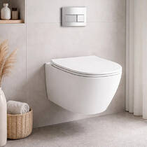 Унітаз підвісний Simas Juniper JU18/F85 /JU004 безобідковий із сидінням Soft Close, турбозмив  Vertigo flush, білий, фото №1