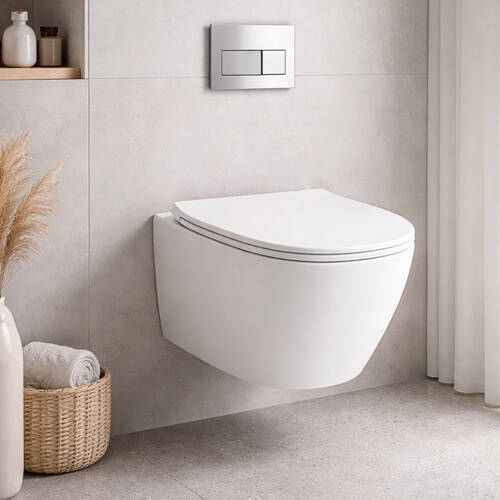 Унітаз підвісний Simas Juniper JU18/F85 /JU004 безобідковий із сидінням Soft Close, турбозмив  Vertigo flush, білий, фото 1