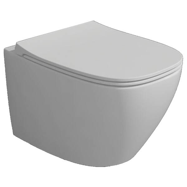 Унитаз подвесной Simas Juniper JU18/F85/JU004 безободковый с сиденьем Soft Close, турбосмыв Vertigo, белый матовый, фото 1