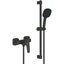 Змішувач для душу Grohe Cubeo 1018252430 з душовим набором, чорний матовий, фото №1