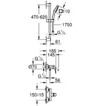 Змішувач для душу Grohe Cubeo 1018252430 з душовим набором, чорний матовий, фото №4