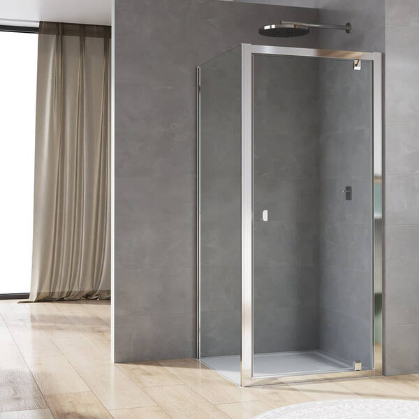 Боковая стенка в 90° Ronal Arelia D20F11004007 100x190 см, стекло прозрачное, профиль серебряный полированный, фото 1