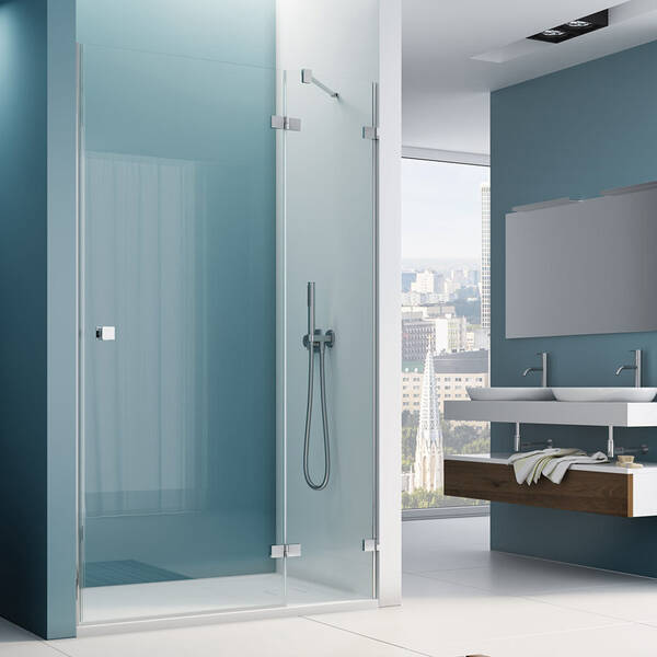 Душові двері з фіксованою стінкою в одній лінії Ronal Annea AN13WD11005007 з L-кріпленням, петлі справа, 110х200 см, профіль алюміно-хром, прозоре скло, фото 2