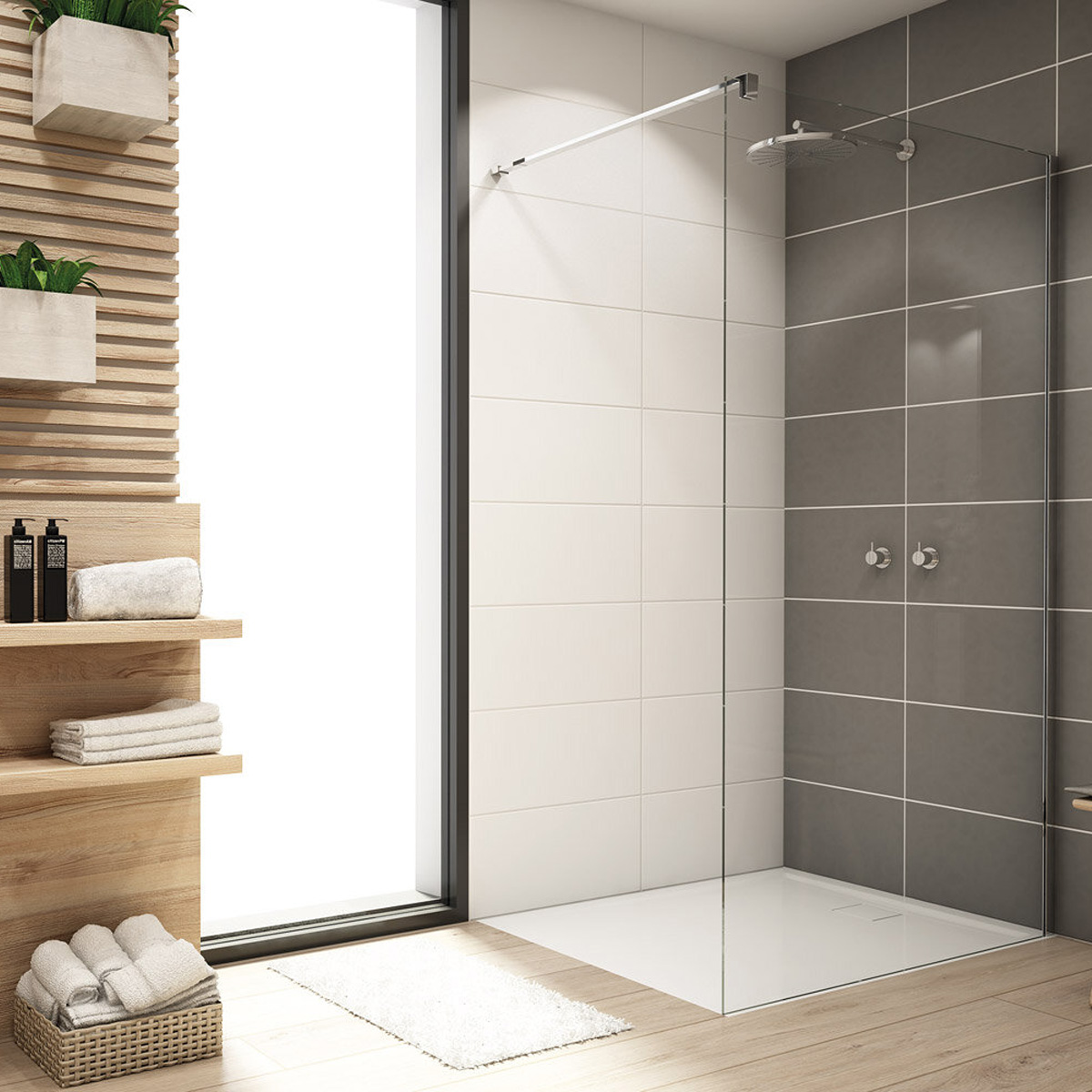 STR4PA61205007 WALK-IN EASY Душова фіксована перегородка 1200*2000, скло 6 мм, прозоре, профіль хром (1 сорт)