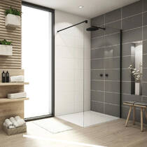 Душевая стенка Ronal Easy BlackLine Walk-in STR4PA61000607 100х200 см профиль черный матовый, стекло прозрачное, фото №2