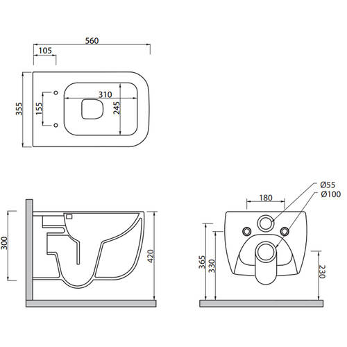 Унитаз подвесной SDR Neos MWK4, MWWCSN + MWCWNS безободковый с системой слива Vertigo, с крышкой soft close и креплением, цвет Panna (белый матовый), фото 2