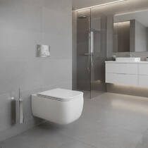 Унітаз підвісний SDR Neos MWK4, MWWCSN + MWCWNS безобідковий з системою зливу Vertigo, з кришкою soft close та кріпленням, колір Panna (білий матовий), фото №1