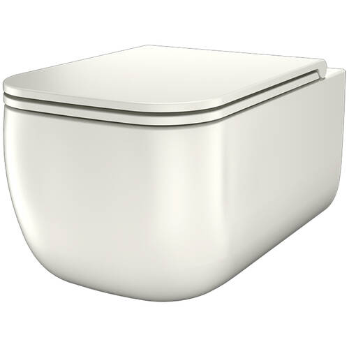 Унитаз подвесной SDR Neos MWK4, MWWCSN + MWCWNS безободковый с системой слива Vertigo, с крышкой soft close и креплением, цвет Panna (белый матовый), фото 1