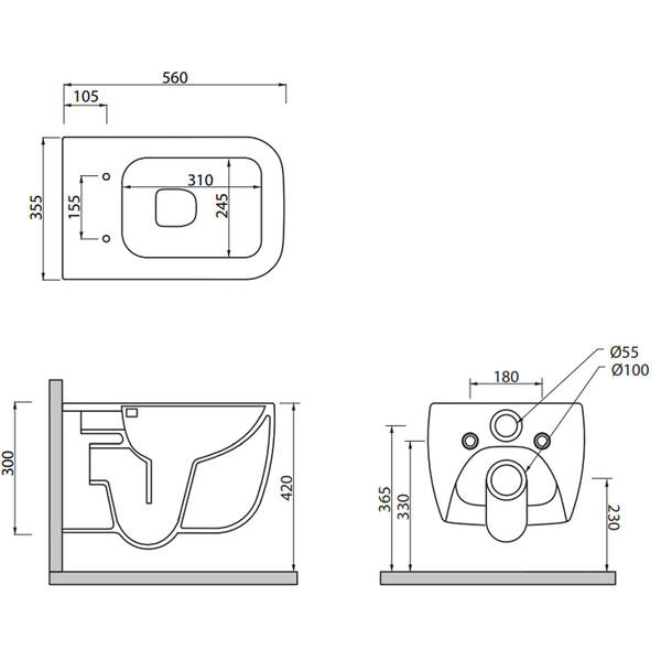 Унитаз подвесной SDR Neos K4, WCSN + CWNS безободковый с системой слива Vertigo, с крышкой soft close и крепежом, белый, фото 2