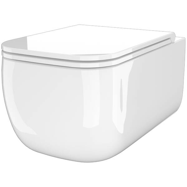 Унитаз подвесной SDR Neos K4, WCSN + CWNS безободковый с системой слива Vertigo, с крышкой soft close и крепежом, белый, фото 1