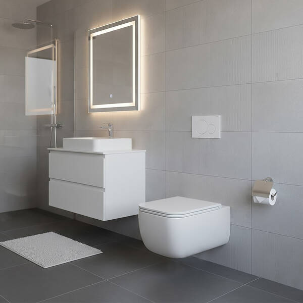 Унітаз підвісний SDR Neos K4, WCSN + CWNS безобідковий з системою зливу Vertigo, з кришкою soft close та кріпленням, білий, фото 1