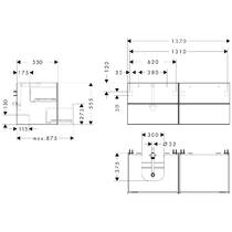 Тумба для раковины Hansgrohe Xevolos E 54238390 1370х550 мм левая, матовый серый сланец/узорная бронза, фото №2