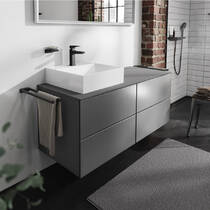 Стільниця Hansgrohe Xevolos E 54205760 на тумбу 1370х550 мм з вирізом під раковину ліворуч, матово-сірий сланець, фото №3