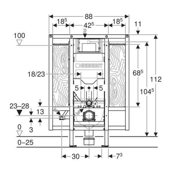 Інсталяція для підвісного унітаза Geberit Duofix Sigma 111.375.00.6 для осіб з обмеженими можливостями, фото 3