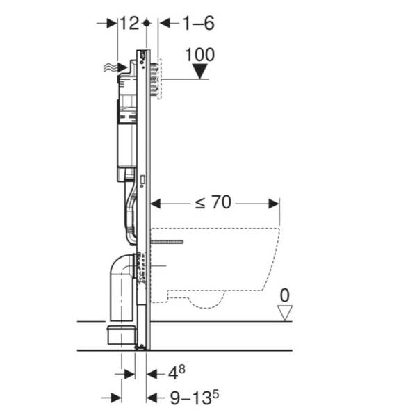Інсталяція для унітаза Geberit Duofix 111.300.00.6, 112 см, зі змивним бачком прихованого монтажу Sigma 12 см, фото 4