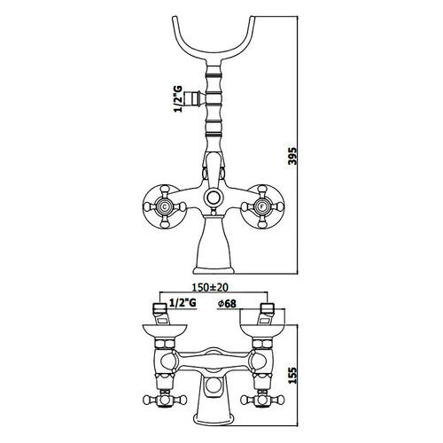 Смеситель для ванны Paffoni Belinda FBLV 022 CR с душевым набором, хром, фото 2