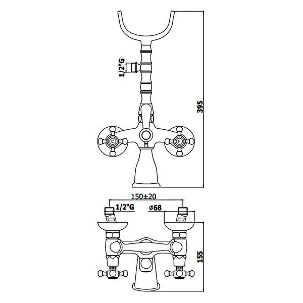 Смеситель для ванны Paffoni Belinda FBLV 022 CR с душевым набором, хром, фото 2