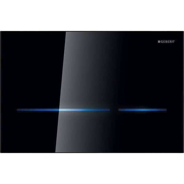 Клавіша змиву з електронним керуванням Geberit Sigma 80 116.092.SG.1 + 115.861.00.1, чорне скло, для бачків Sigma 8см в комплекті із блоком живлення, фото 1