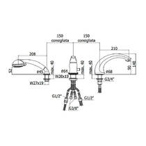 Смеситель для ванны Paffoni Flavia FA 045 BR с душевым набором, бронза матовый, фото №2