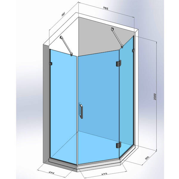 Душова кабіна Devit Art 3.0 SE0240 п'ятикутна, розпашна, 100х100 см, скло прозоре, профіль хром, фото 2