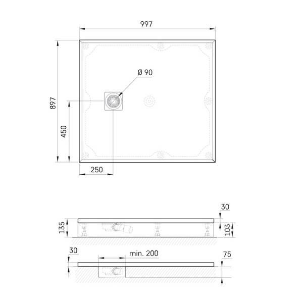 Душевой поддон PAA Lettera KDPLET90X100/00 90x100 см прямоугольный, белый глянец, фото 2