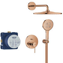 Душова система прихованого монтажу Grohe Essence 25287DA0 на 2 виходи, теплий захід сонця (рожеве золото), фото №2