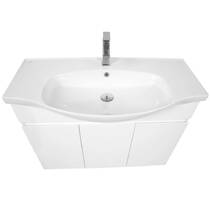 Тумба Аква Родос Uno 20594 підлогова білий глянець з раковиною Lila 100 см, фото №7