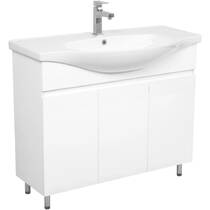 Тумба Аква Родос Uno 20594 підлогова білий глянець з раковиною Lila 100 см, фото №1