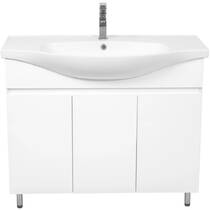 Тумба Аква Родос Uno 20594 підлогова білий глянець з раковиною Lila 100 см, фото №6