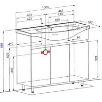 Тумба Аква Родос Uno 20594 підлогова білий глянець з раковиною Lila 100 см, фото №3