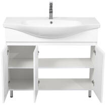 Тумба Аква Родос Uno 20594 підлогова білий глянець з раковиною Lila 100 см, фото №5