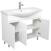 Тумба Аква Родос Uno 20594 підлогова білий глянець з раковиною Lila 100 см, фото №4