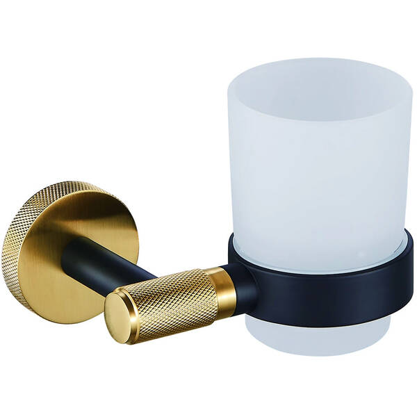 Склянка Аква Родос Lorenzo Black Gold 27503 з тримачем, чорний матовий/золото, фото 1