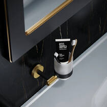 Склянка Аква Родос Lorenzo Black Gold 27503 з тримачем, чорний матовий/золото, фото №3
