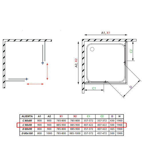 Душова кабіна Radaway Alienta 10239090-54-01 90х90х190 см профіль чорний, скло прозоре, фото 3