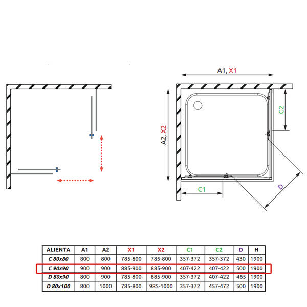 Душова кабіна Radaway Alienta 10239090-54-01 90х90х190 см профіль чорний, скло прозоре, фото 3