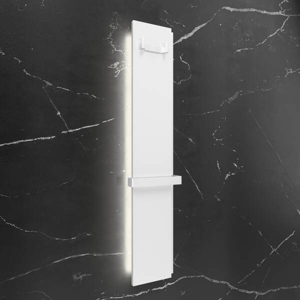 Радіатор електричний Whole Wall_2.0, з тримачем для рушників та халатів, Led-підсвітка, колір білий мат — фото 6