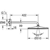 Верхний душ Grohe Rainshower 310 Mono 26558AL0 с кронштейном, темный графит матовый, фото №4