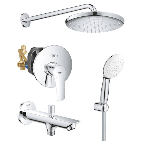 UA26415SC11  Eurosmart  Комплект для душу вбудованого монтажу Tempesta 250, 3 споживачі, хром, 4 пак