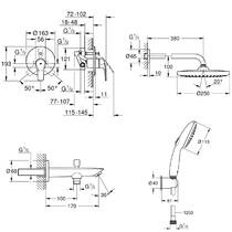 Душевая система скрытого монтажа Grohe Eurosmart UA26415SC11 3 потребителя, хром, фото №6