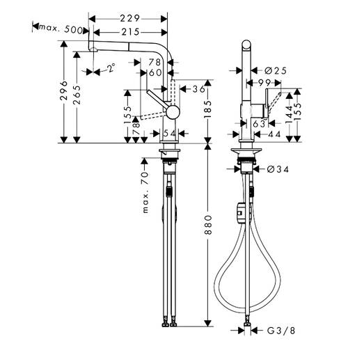 Змішувач для кухні Hansgrohe Talis M54 72808340 хром чорний матовий, фото 2