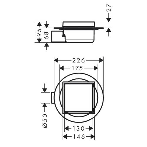 Душевой трап Hansgrohe RainDrain Spot 56112800 150/150 с решеткой и монтажным комплектом, нержавеющая сталь, фото 2