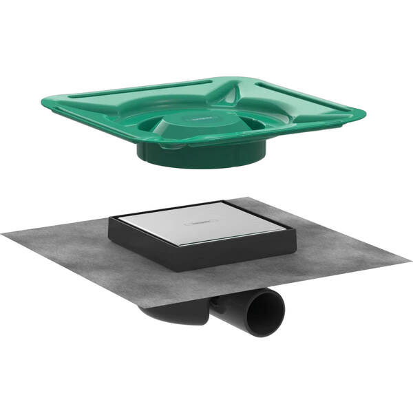 Душевой трап Hansgrohe RainDrain Spot 56112800 150/150 с решеткой и монтажным комплектом, нержавеющая сталь, фото 1