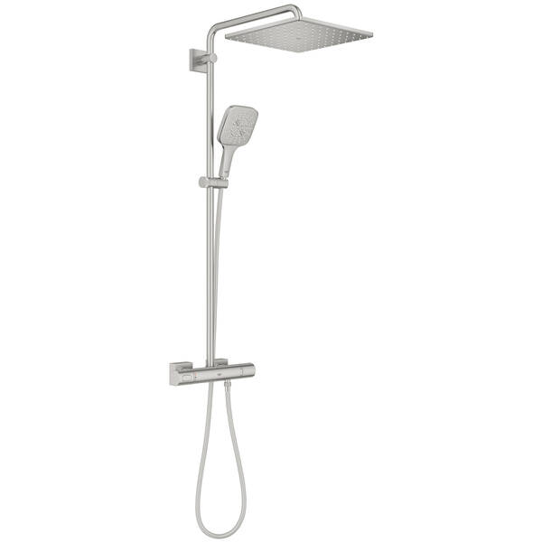 Душова система Grohe Rainshower SmartActive 310 Cube 26837DC0 з термостатом, суперсталь