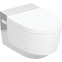 Унитаз-биде подвесной Geberit AquaClean Mera Comfort 146.210.21.1 белый глянец, декоративная накладка хром глянец, фото №1