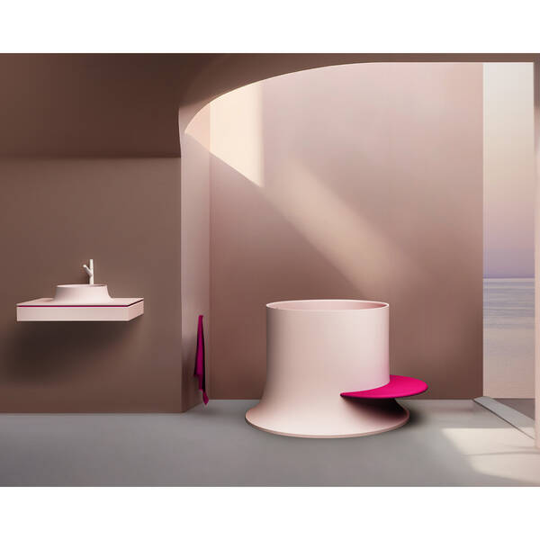 Ванна круглая из искусственного камня PAA Alba VAALBS/03 d=1200мм Silkstone с интегрированным сифоном, Matte Grey, фото 7