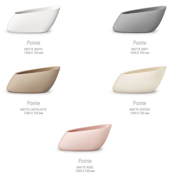 Ванна из искусственного камня Silkstone PAA Pointe VAPOIS/06 150x72 см, Matte Rose, фото 6