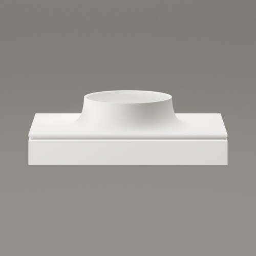 Раковина PAA Alba 35 Silkstone IALBS35/05 интегрирована на поверхность с панелью, Matte Oyster, фото 4